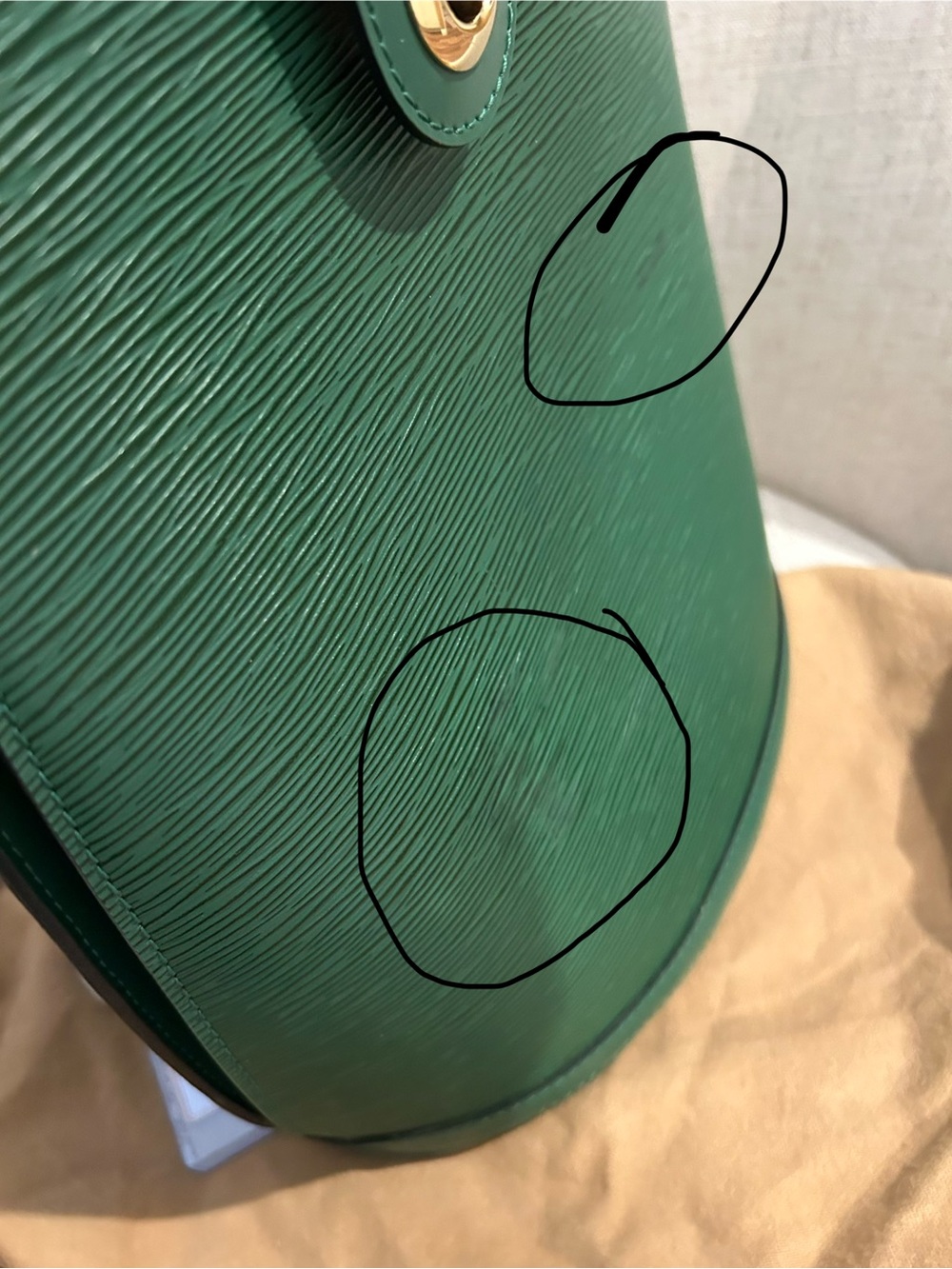 Louis Vuitton Cluny Green Epi Leather Bucket Shoulder Bag w/Entrupy Certificate - Picture 14 of 17